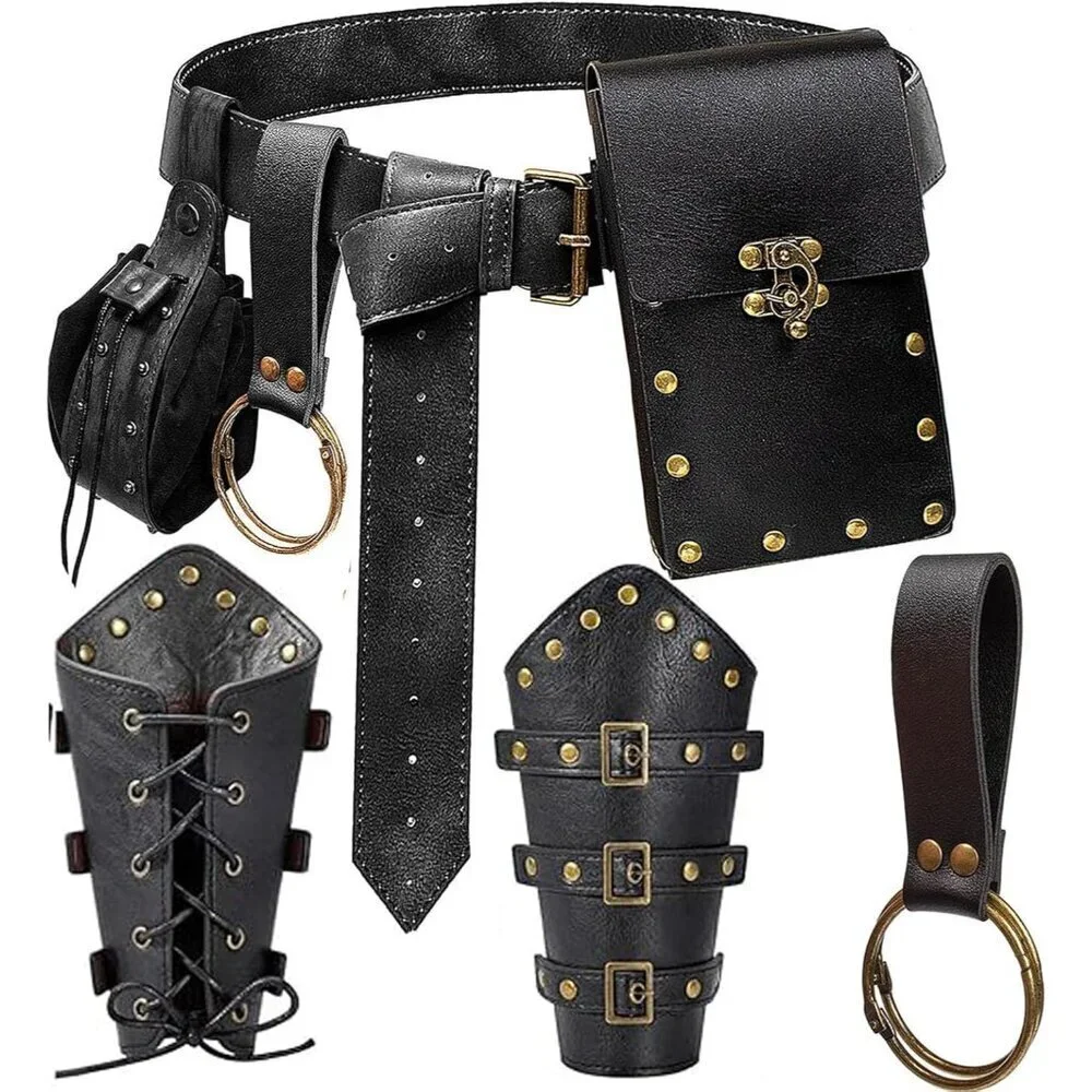 Renaissance Belt Pouch Leather Medieval Fanny Pack Waist Bag Costume Accessory